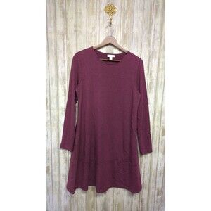 J Jill Pure Jill Tunic Sweater Dress Small Tencel Purple Relaxed Casual Pockets